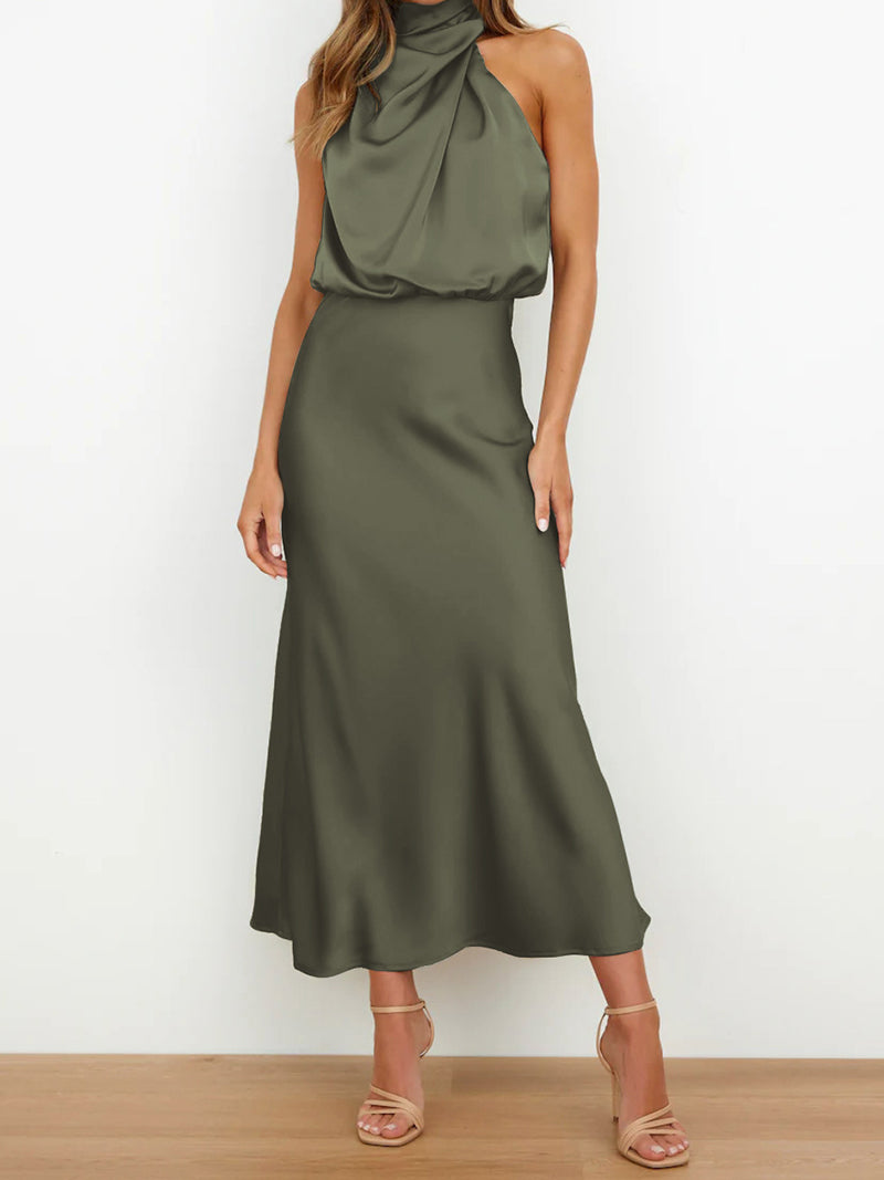 Halter Neck Smocked Maxi Dress