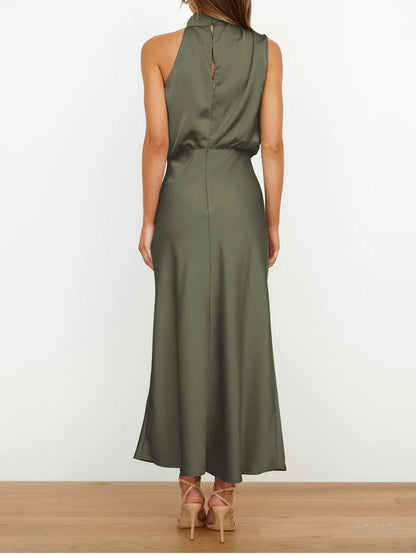 Halter Neck Smocked Maxi Dress