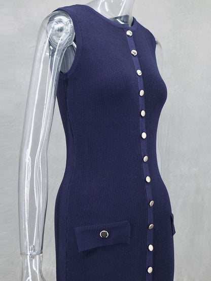 Button-Up Knit Maxi Dress