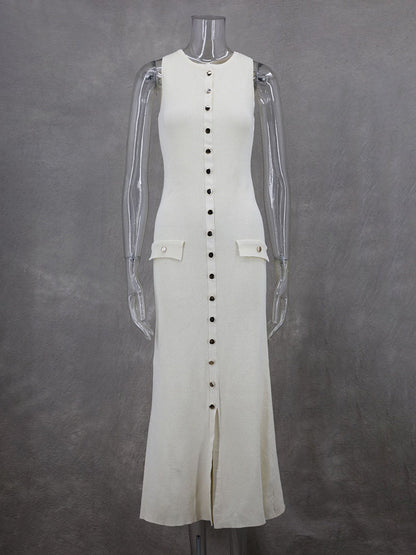 Button-Up Knit Maxi Dress
