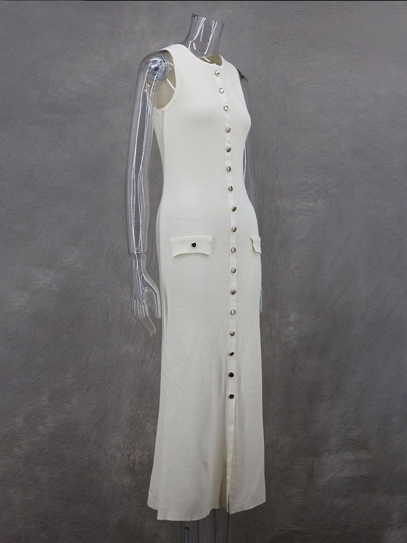 Button-Up Knit Maxi Dress