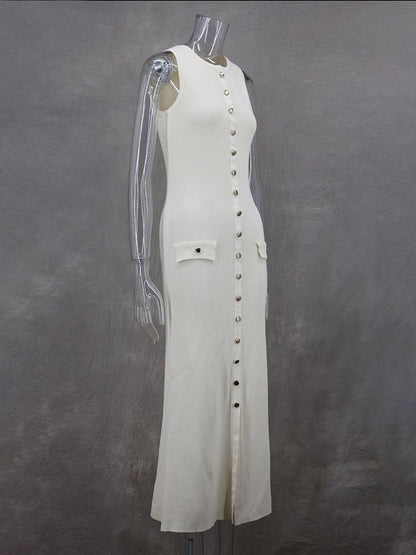 Button-Up Knit Maxi Dress