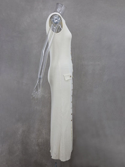 Button-Up Knit Maxi Dress