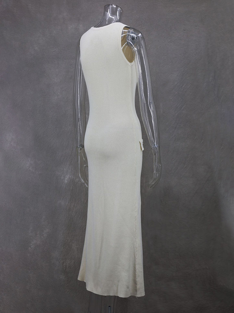 Button-Up Knit Maxi Dress