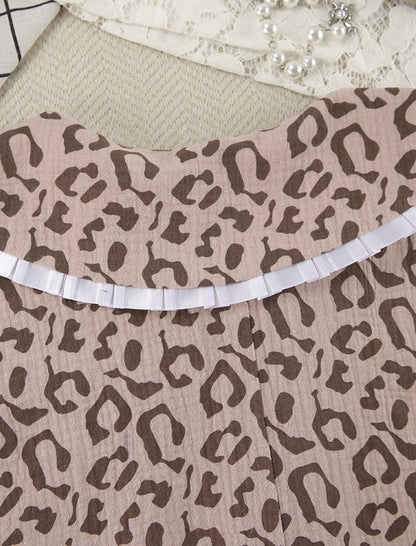 Leopard Print Collar Mini Dress