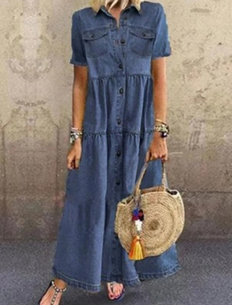 Button-Up Tiered Maxi Dress