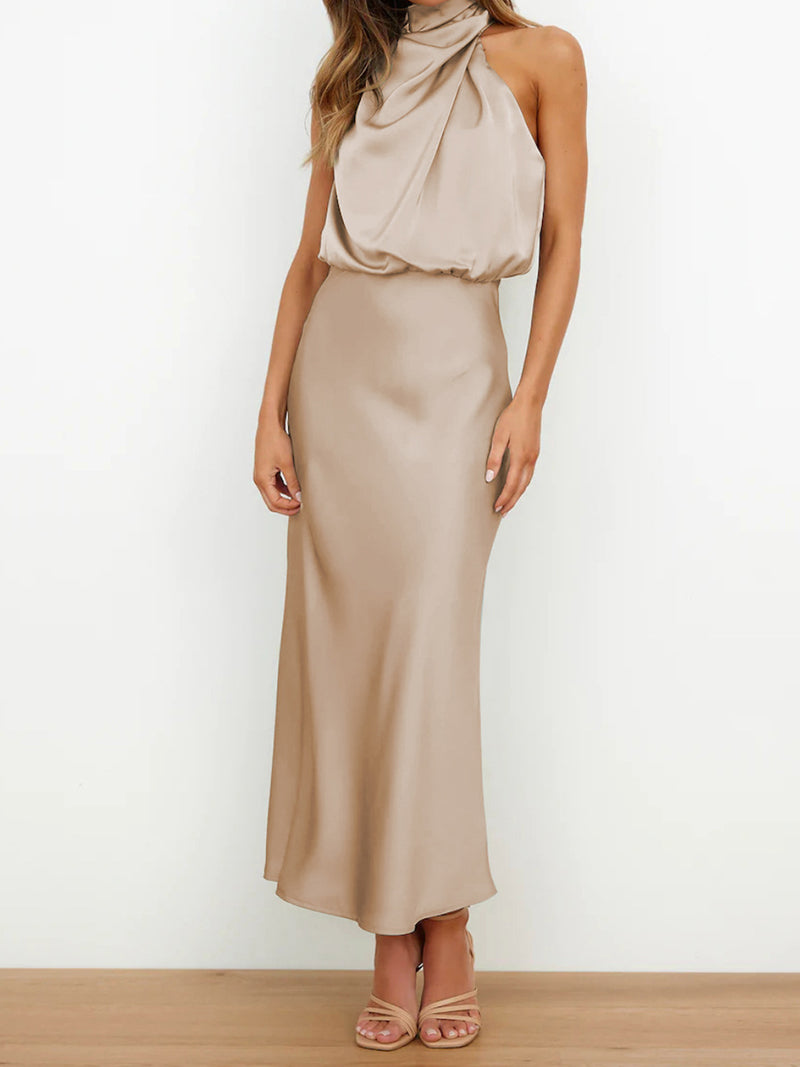 Halter Neck Smocked Maxi Dress