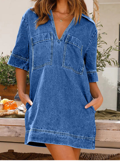 Denim Pocket Mini Dress