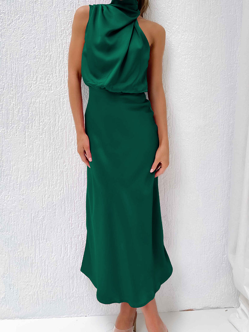 Halter Neck Smocked Maxi Dress