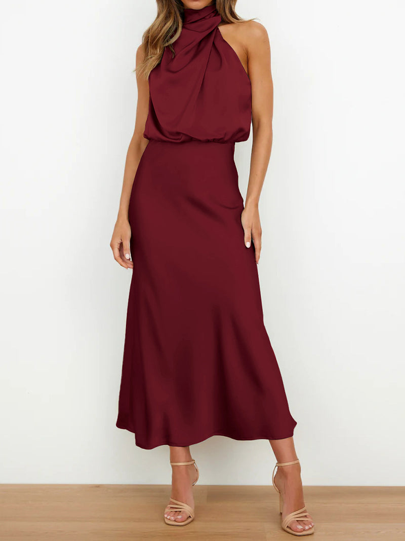 Halter Neck Smocked Maxi Dress