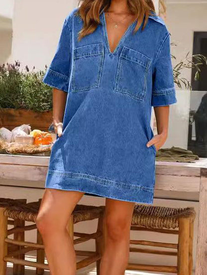 Denim Pocket Mini Dress