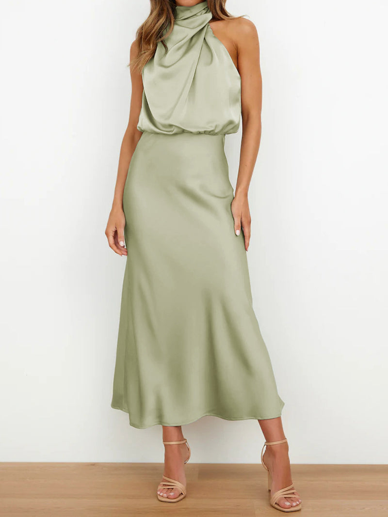 Halter Neck Smocked Maxi Dress