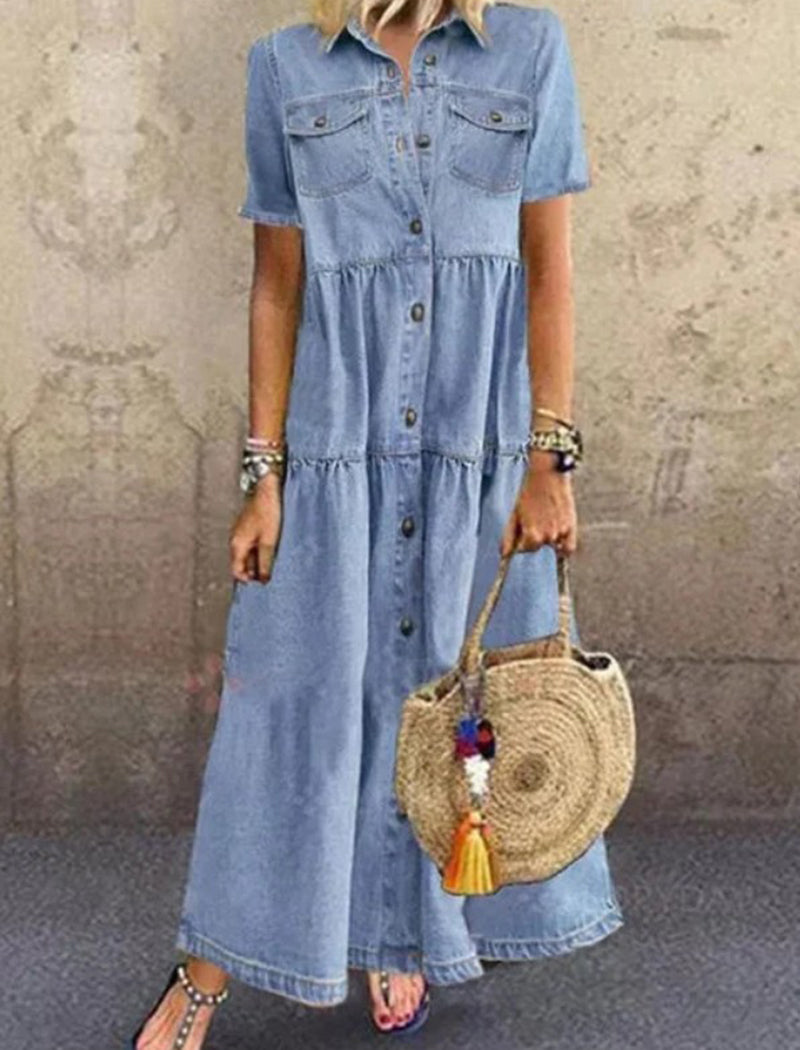 Button-Up Tiered Maxi Dress