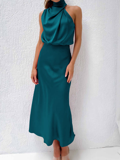 Halter Neck Smocked Maxi Dress