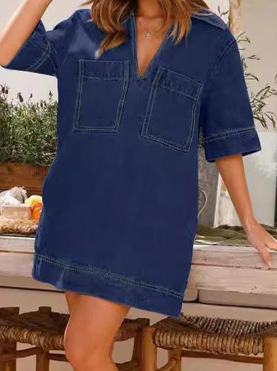 Denim Pocket Mini Dress