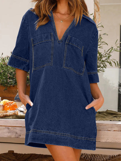 Denim Pocket Mini Dress