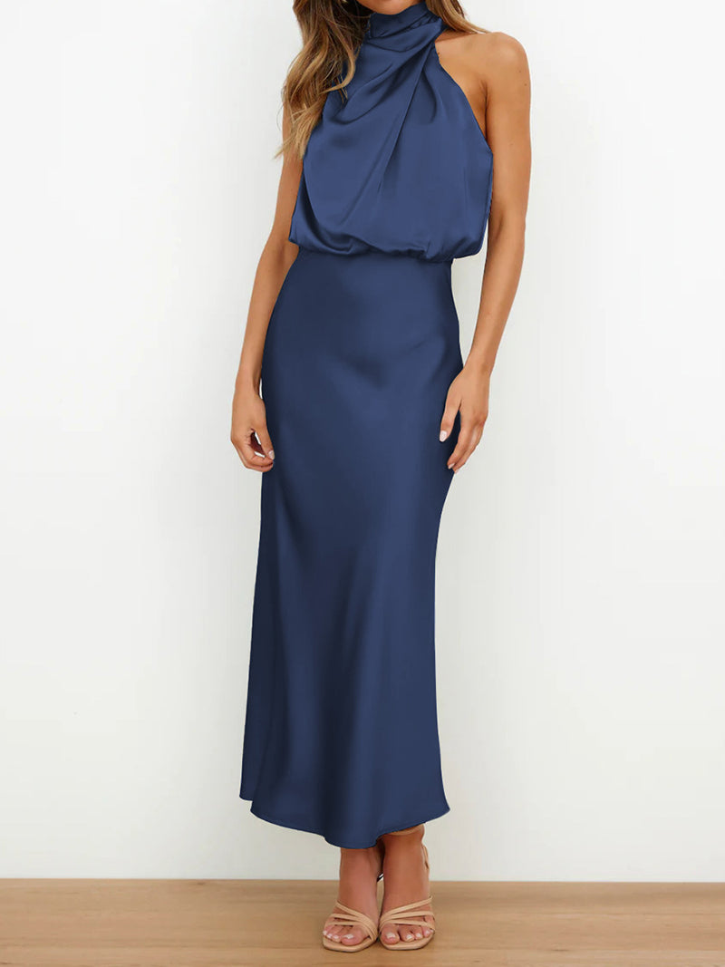 Halter Neck Smocked Maxi Dress