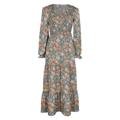 Floral Print Smocked Maxi Dress