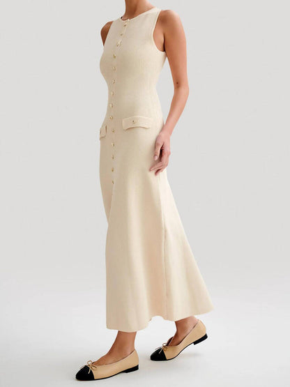 Button-Up Knit Maxi Dress