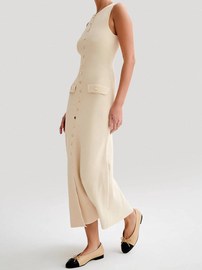 Button-Up Knit Maxi Dress