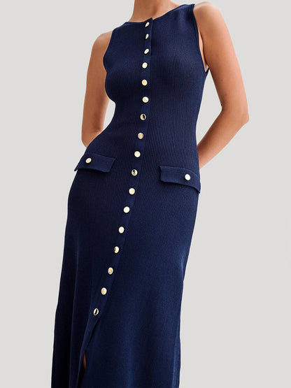 Button-Up Knit Maxi Dress